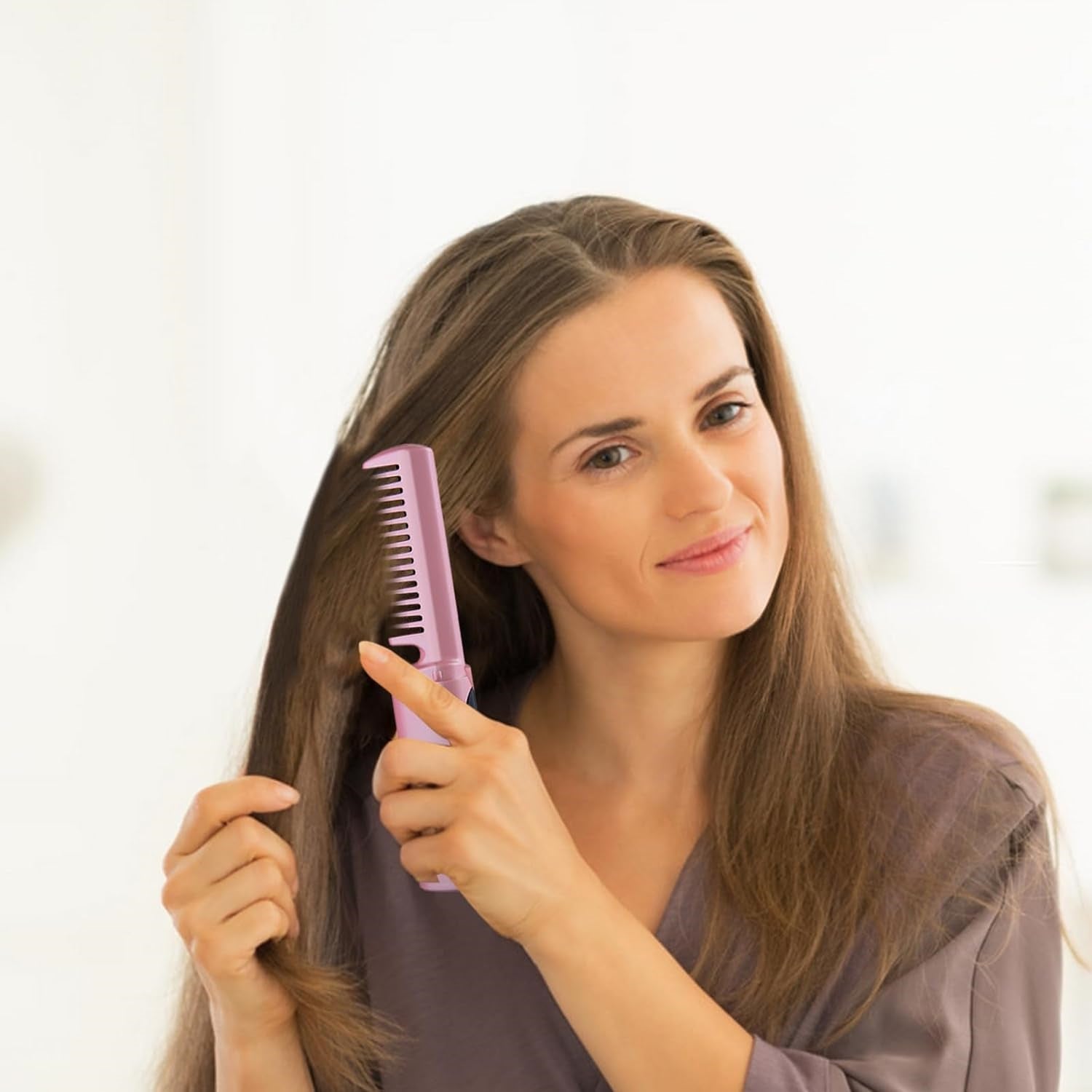 13072 Rechargeable Mini Hair Straightener, Travel Portable USB Charging Cordless Hair Straightener Bursh, Three Temperature Adjustments Flat Iron Comb (1 Pc) 13072 Rechargeable Mini Hair Straightener, Travel Portable USB Charging Cordless Hair Straightener Bursh, Three Temperature Adjustments Flat Iron Comb (1 Pc)